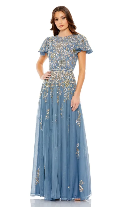Short Sleeve Beaded Formal Dress: Mac Duggal 5717 sold by PromGirl