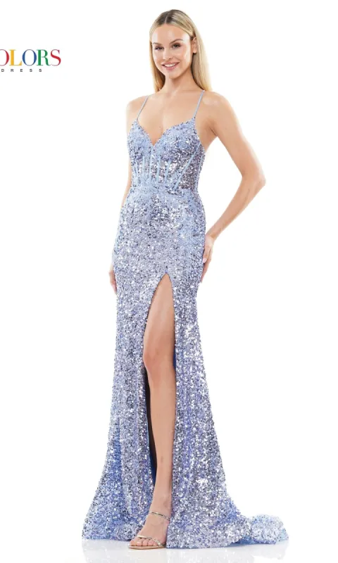Lace-Up Corset Long Sequin Prom Dress 3299 sold by PromGirl