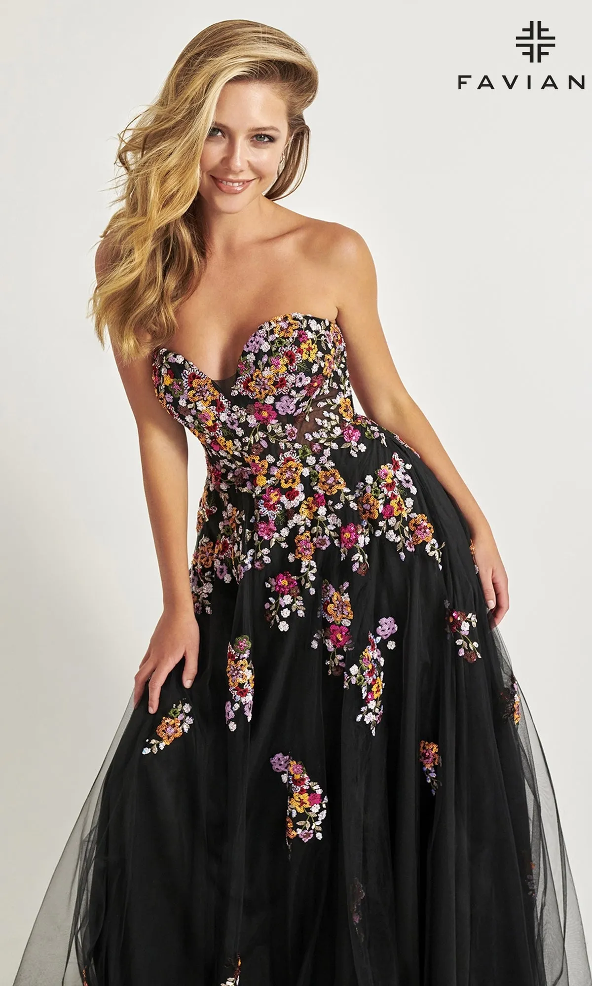 Faviana Long Black Strapless Prom Dress 11028 sold by PromGirl product image thumbnail 5