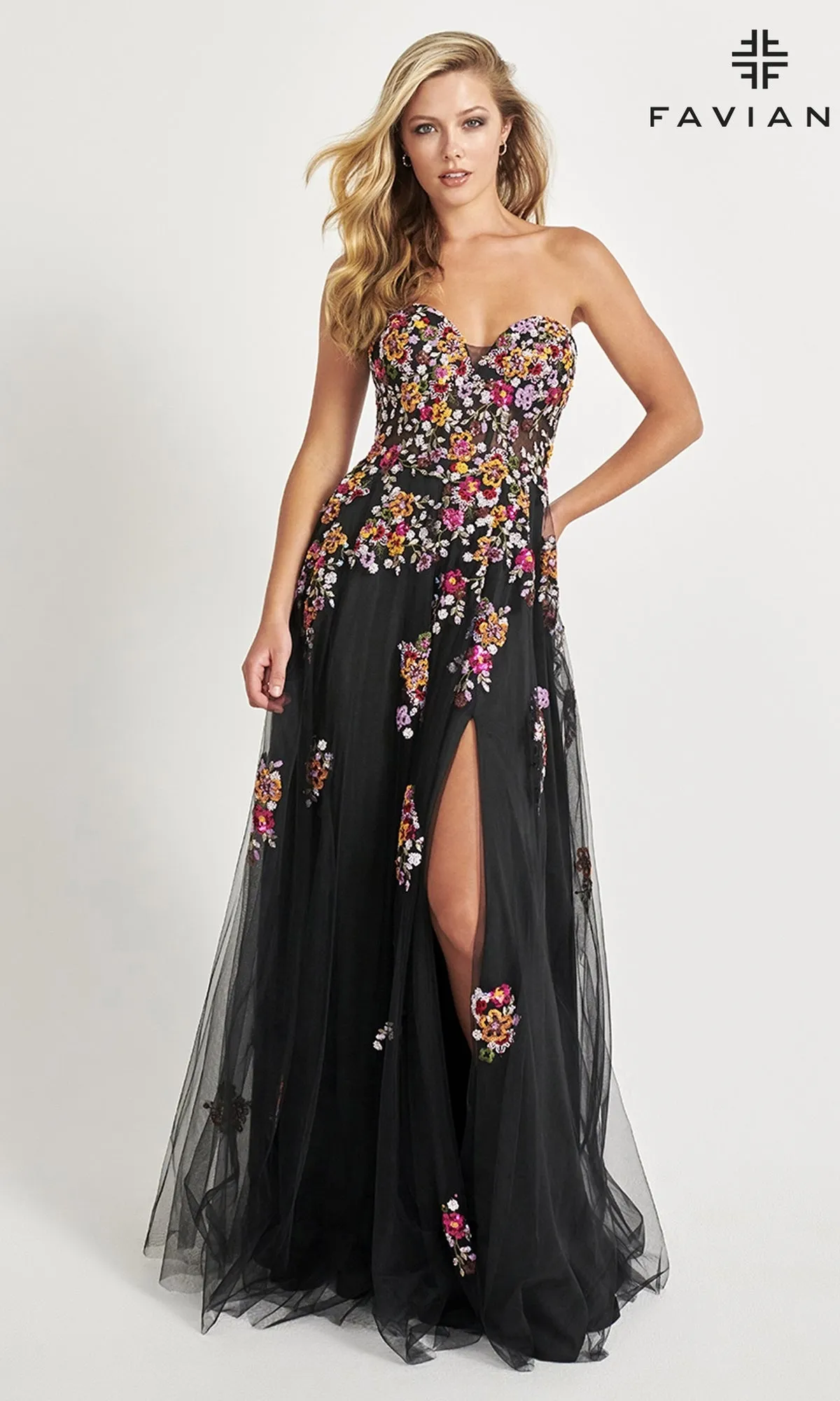 Faviana Long Black Strapless Prom Dress 11028 sold by PromGirl product image thumbnail 3