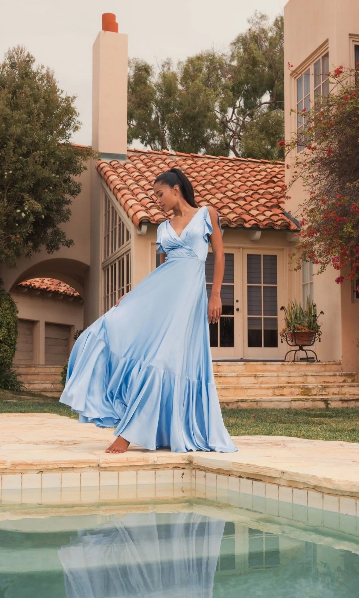 Mac Duggal V-Neck Pastel Satin Formal Dress 11256 sold by PromGirl product image thumbnail 4