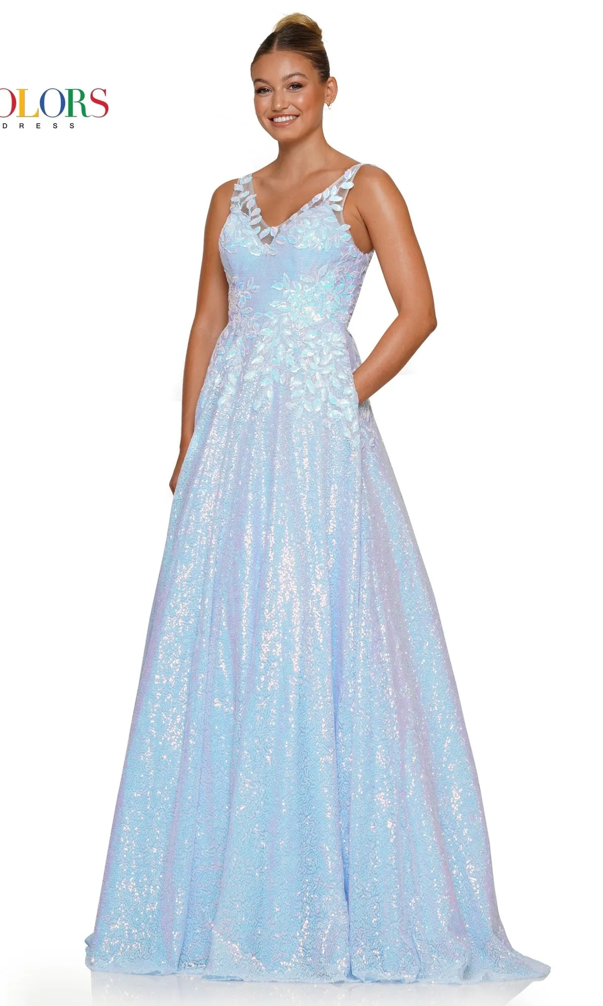 Sequin-Embroidered Long A-Line Prom Ball Gown 3246 sold by PromGirl product image thumbnail 4