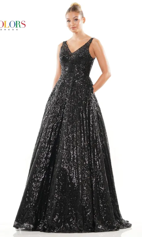 Sequin-Embroidered Long A-Line Prom Ball Gown 3246 sold by PromGirl