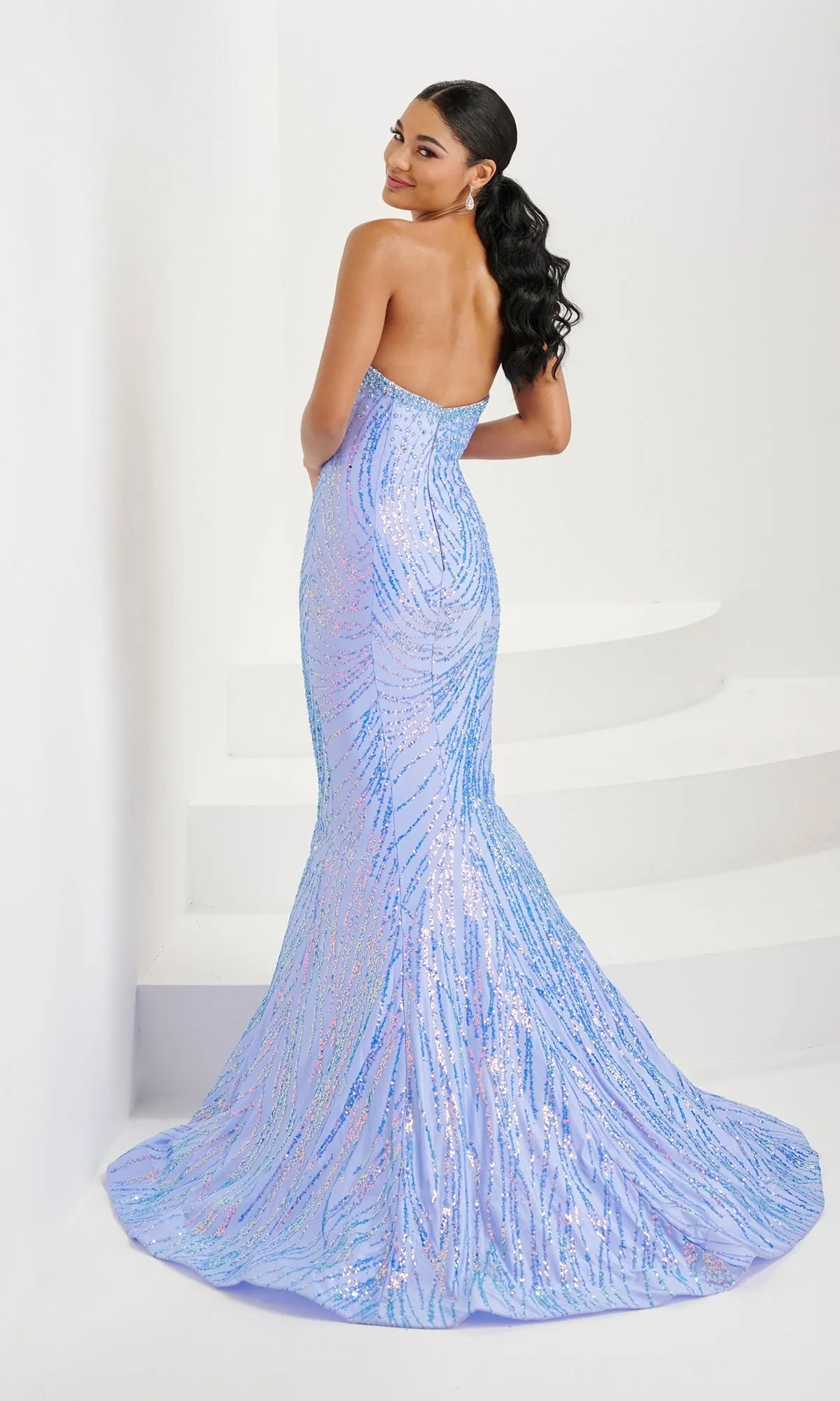 Tiffany Glitter-Print Black Mermaid Prom Dress 16071 sold by PromGirl product image thumbnail 2