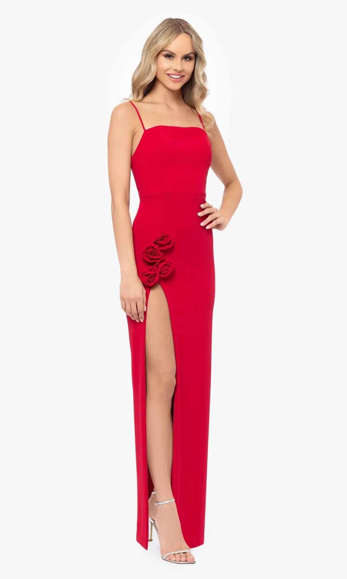 Rosette Long Red Prom Dress: Blondie Nites 5218BN sold by PromGirl product image thumbnail 3