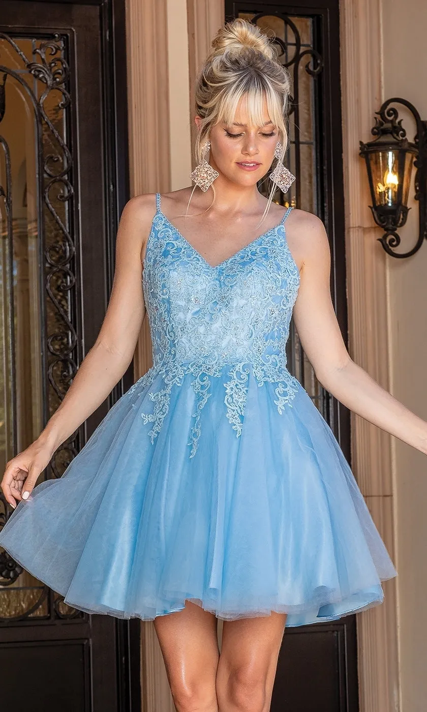 Lace-Up Short Babydoll Homecoming Dress 3303 sold by PromGirl