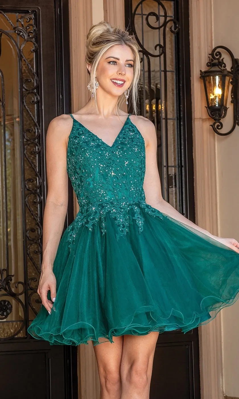 Lace-Up Short Babydoll Homecoming Dress 3303 sold by PromGirl product image thumbnail 5