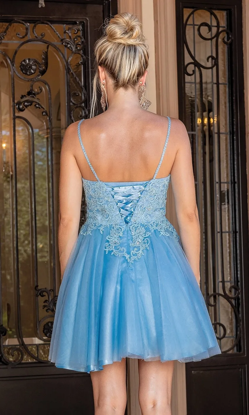 Lace-Up Short Babydoll Homecoming Dress 3303 sold by PromGirl product image thumbnail 2