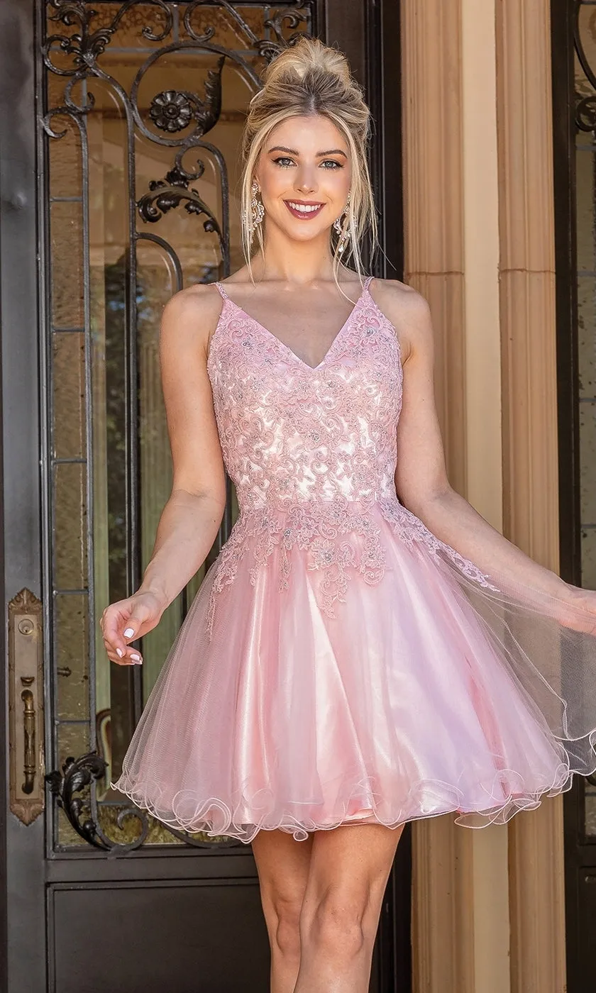 Lace-Up Short Babydoll Homecoming Dress 3303 sold by PromGirl product image thumbnail 4