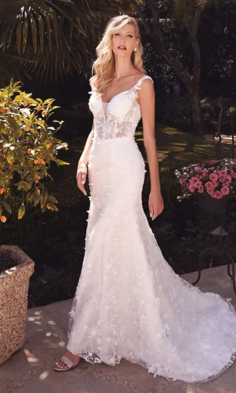 Long White Dress TY01 by Ladivine sold by PromGirl