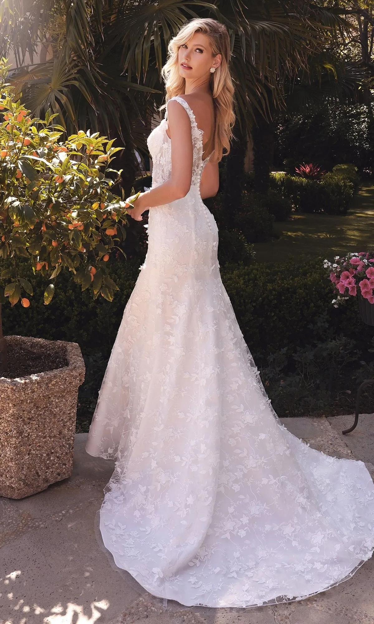 Long White Dress TY01 by Ladivine sold by PromGirl product image thumbnail 2