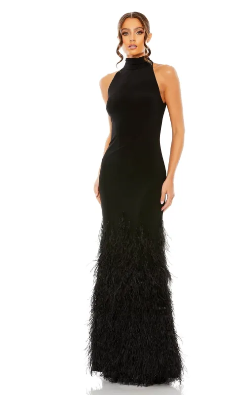 Long Black Feather Formal Dress: Mac Duggal 11627 sold by PromGirl