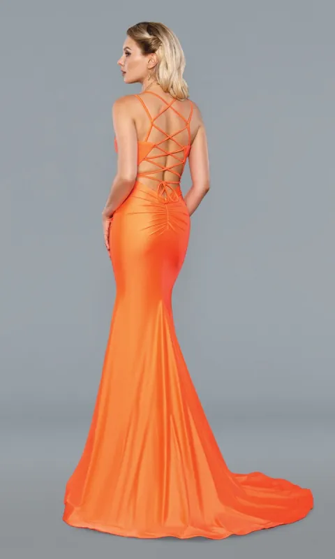 Slim Fit Strappy-Back Long Prom Dress 22039 sold by PromGirl