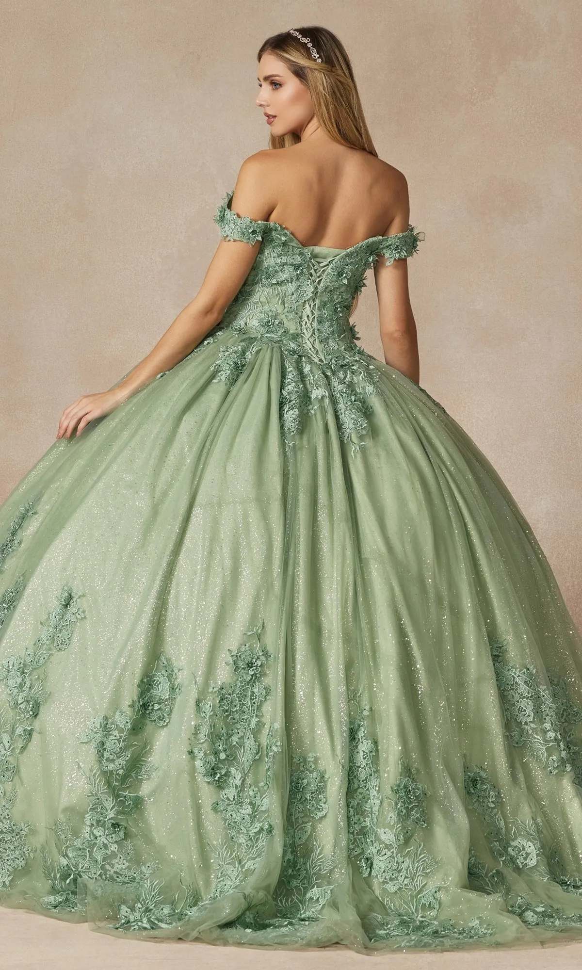 Juliet 1445 Sage Green Quinceañera Dress Ball Gown sold by PromGirl product image thumbnail 2