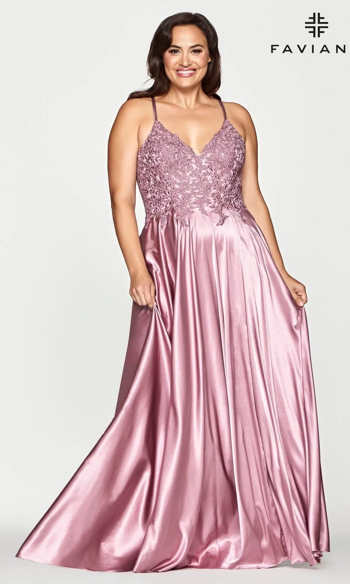 Faviana Plus-Size Long Lace-Up Prom Dress sold by PromGirl product image thumbnail 3