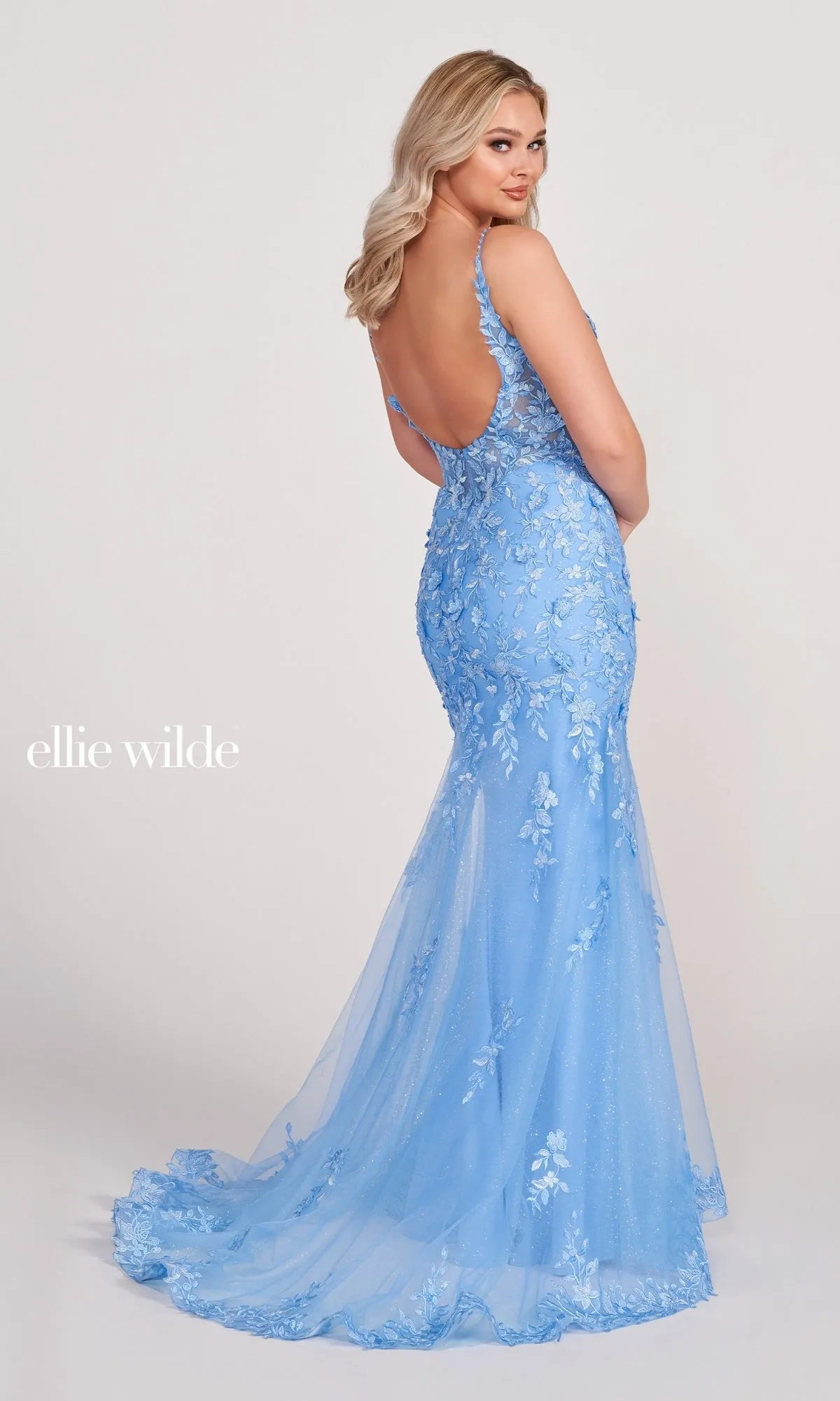 Lace Embroidered Mermaid Gown With Sheer Bodice sold by PromGirl product image thumbnail 2