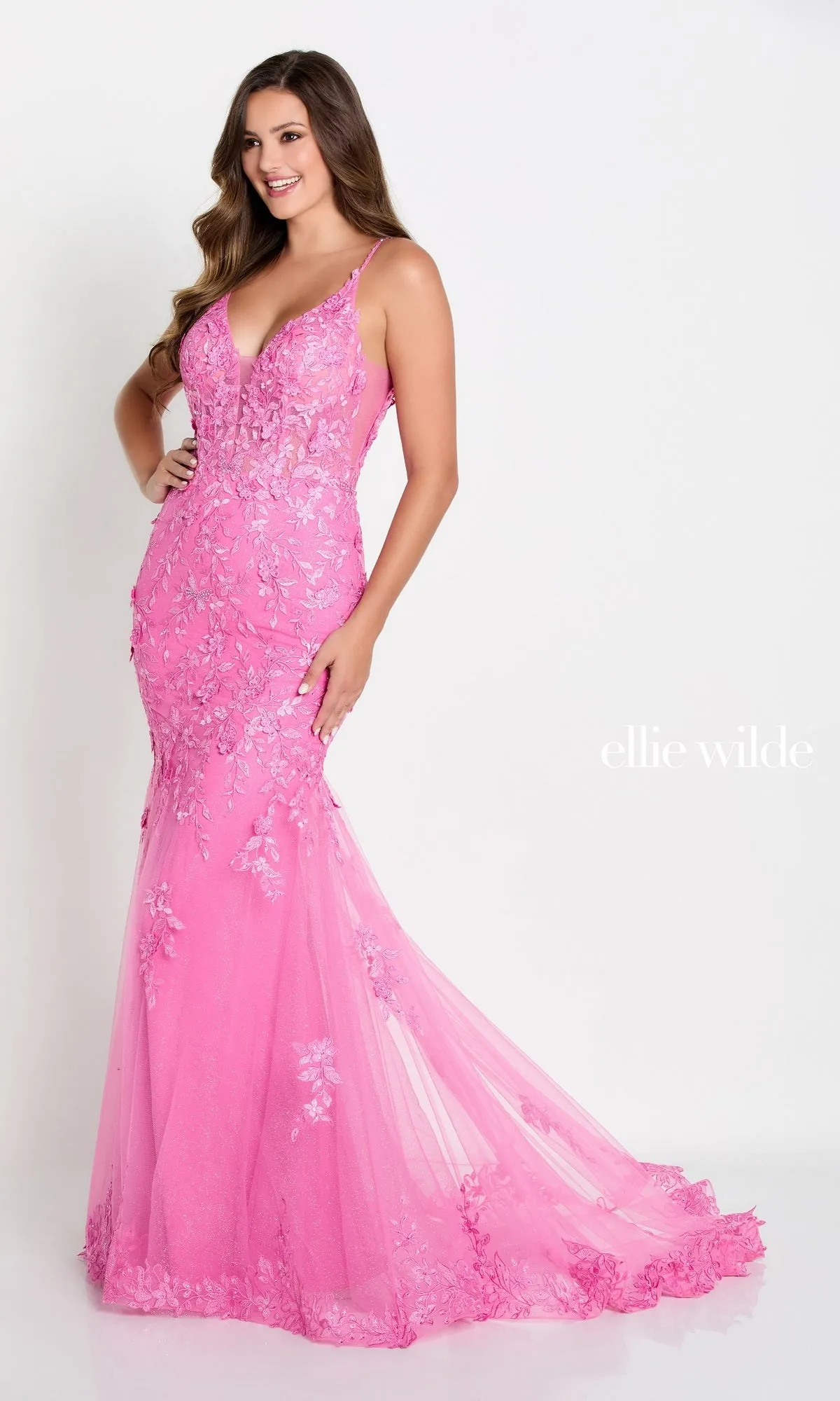Lace Embroidered Mermaid Gown With Sheer Bodice sold by PromGirl product image thumbnail 4