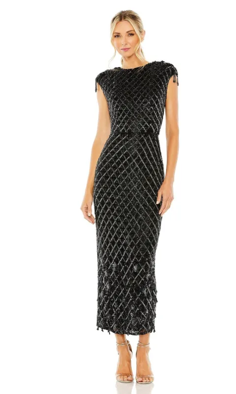 Beaded Black Midi Formal Dress: Mac Duggal 5776 made by Mac Duggal