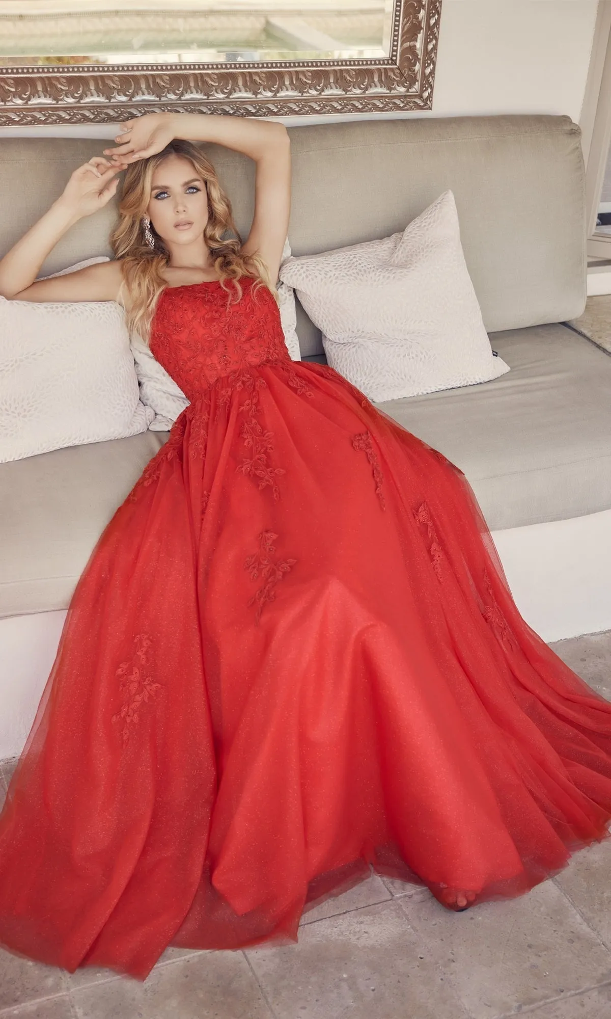 Corset-Back Long Glitter-Tulle Prom Ball Gown 260 sold by PromGirl product image thumbnail 4