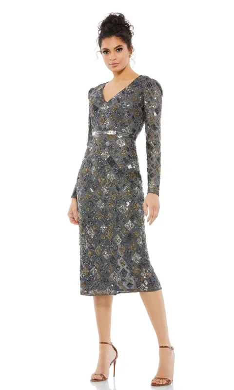 Mac Duggal Charcoal Gray Wedding-Guest Dress 5472A made by Mac Duggal