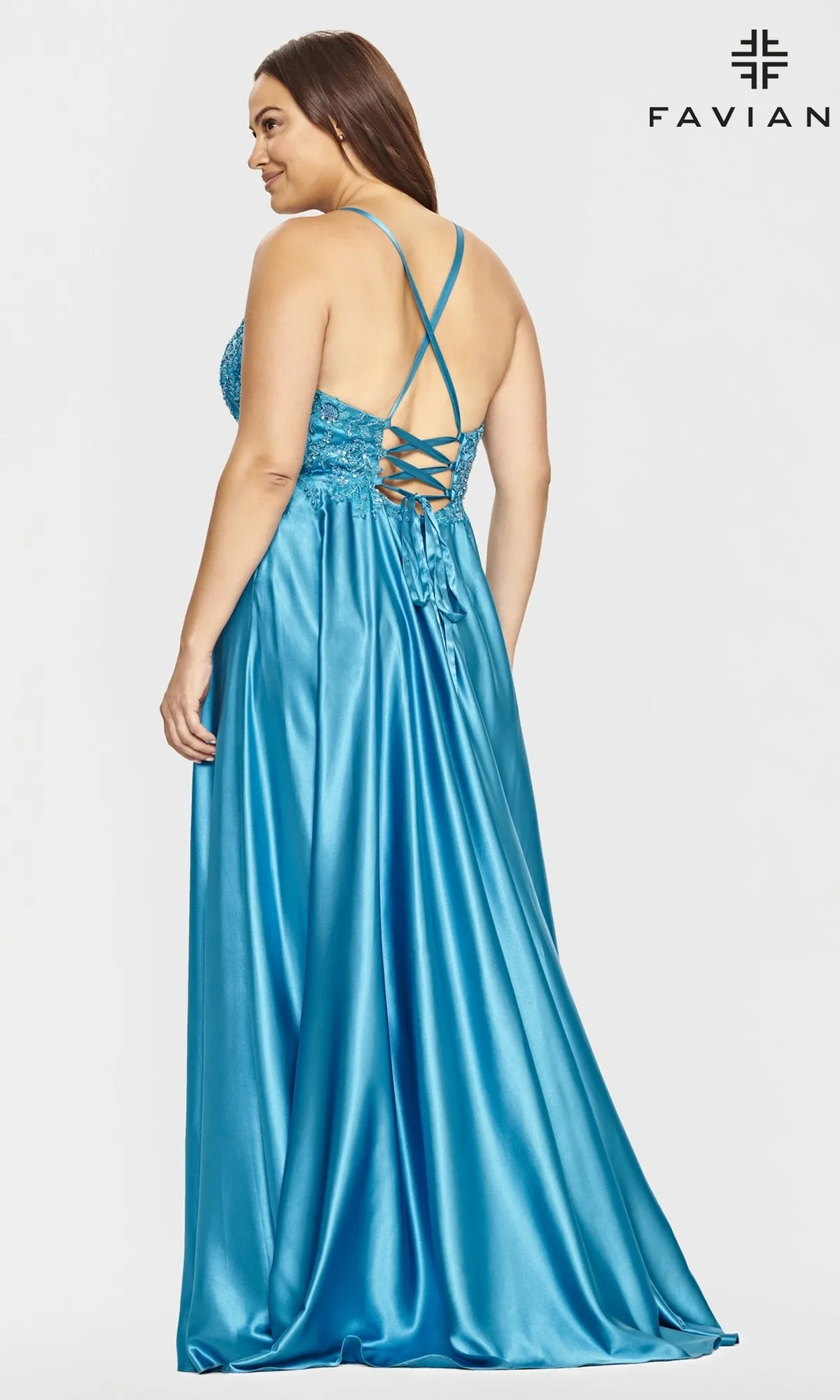 Corset-Back Faviana Plus-Size Prom Dress sold by PromGirl product image thumbnail 2