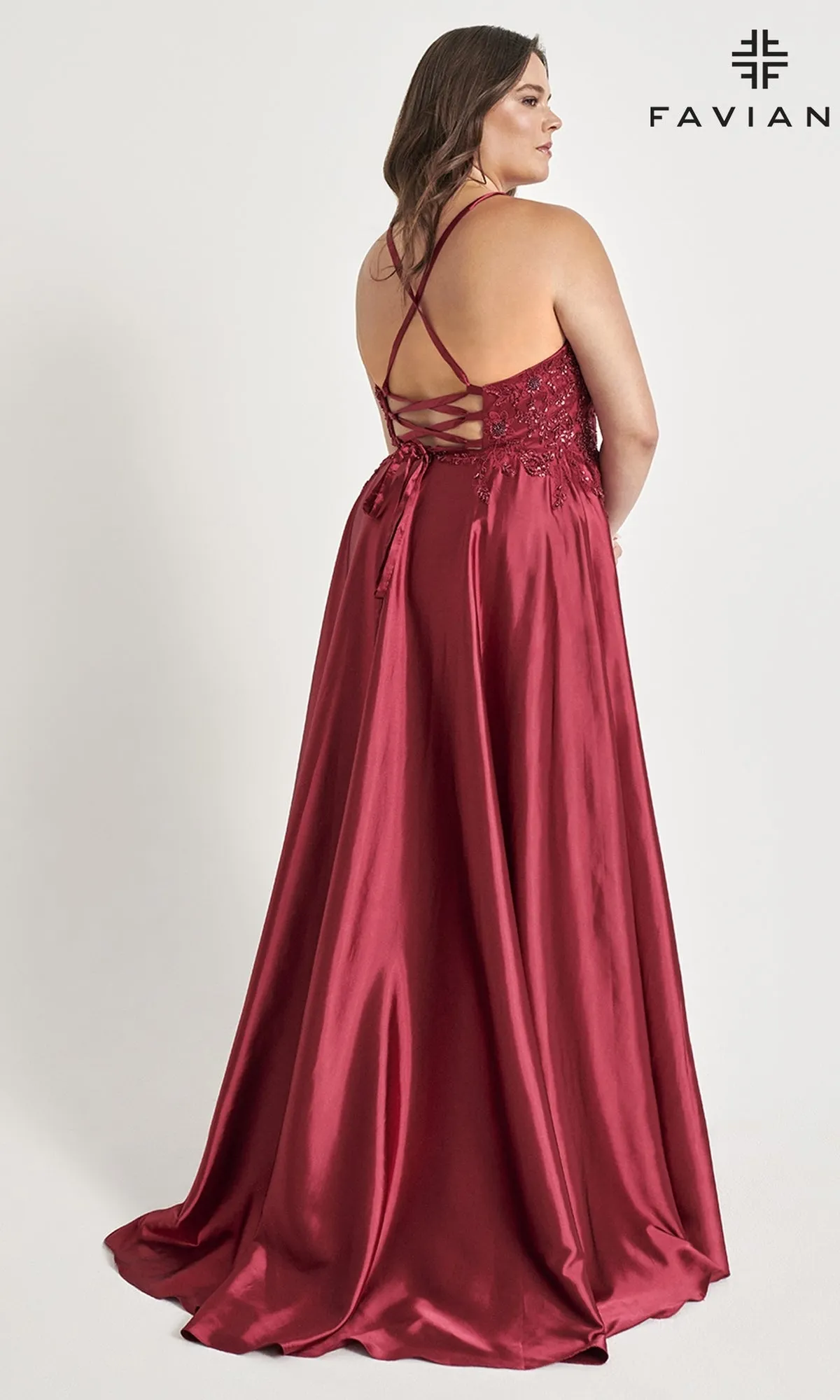 Corset-Back Faviana Plus-Size Prom Dress sold by PromGirl product image thumbnail 5