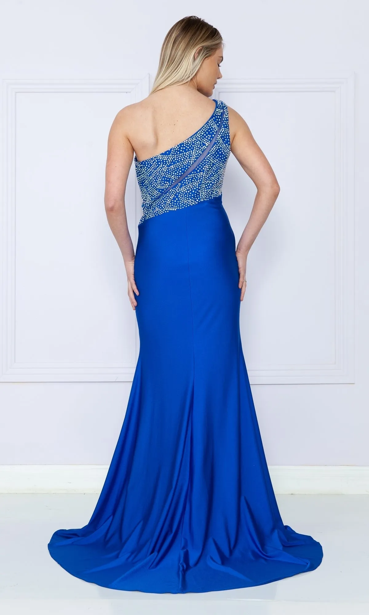 One-Shoulder Long Jersey Prom Dress: Poly USA 9116 sold by PromGirl product image thumbnail 2
