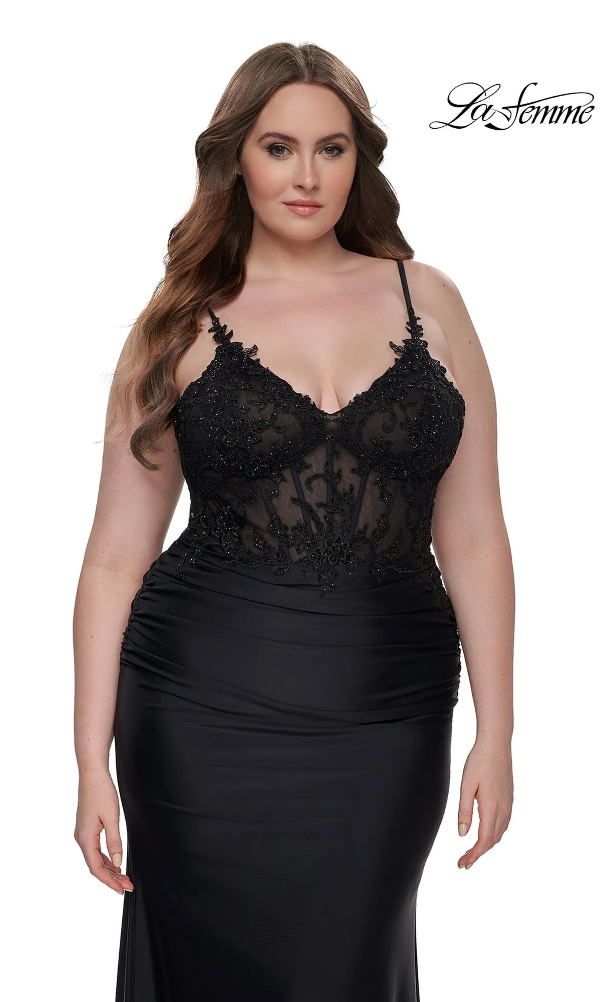 La Femme Plus-Size Long Black Prom Dress 32226 sold by PromGirl product image thumbnail 3