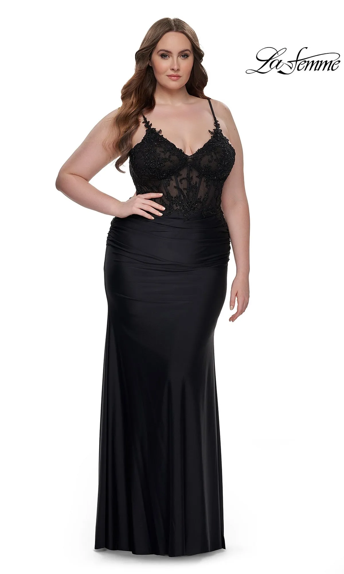La Femme Plus-Size Long Black Prom Dress 32226 sold by PromGirl