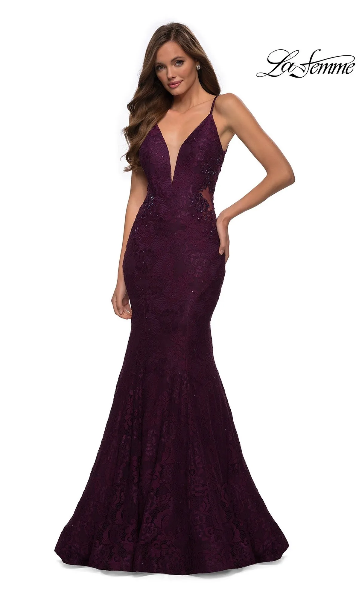 La Femme Backless Long Lace Prom Dress 28355 sold by PromGirl product image thumbnail 5