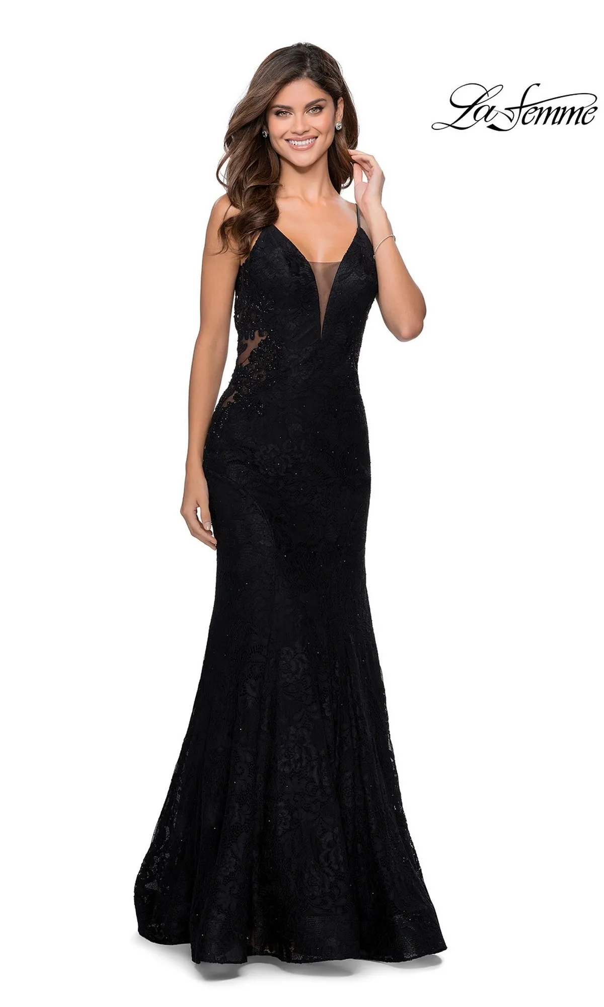 La Femme Backless Long Lace Prom Dress 28355 sold by PromGirl product image thumbnail 4