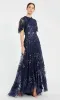 Short-Sleeve Blue Formal Dress: Mac Duggal 9192 sold by PromGirl