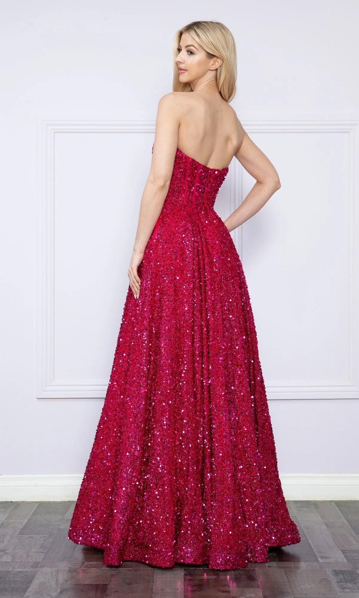 Strapless Sequin Prom Ball Gown: Poly USA 9152 sold by PromGirl product image thumbnail 2
