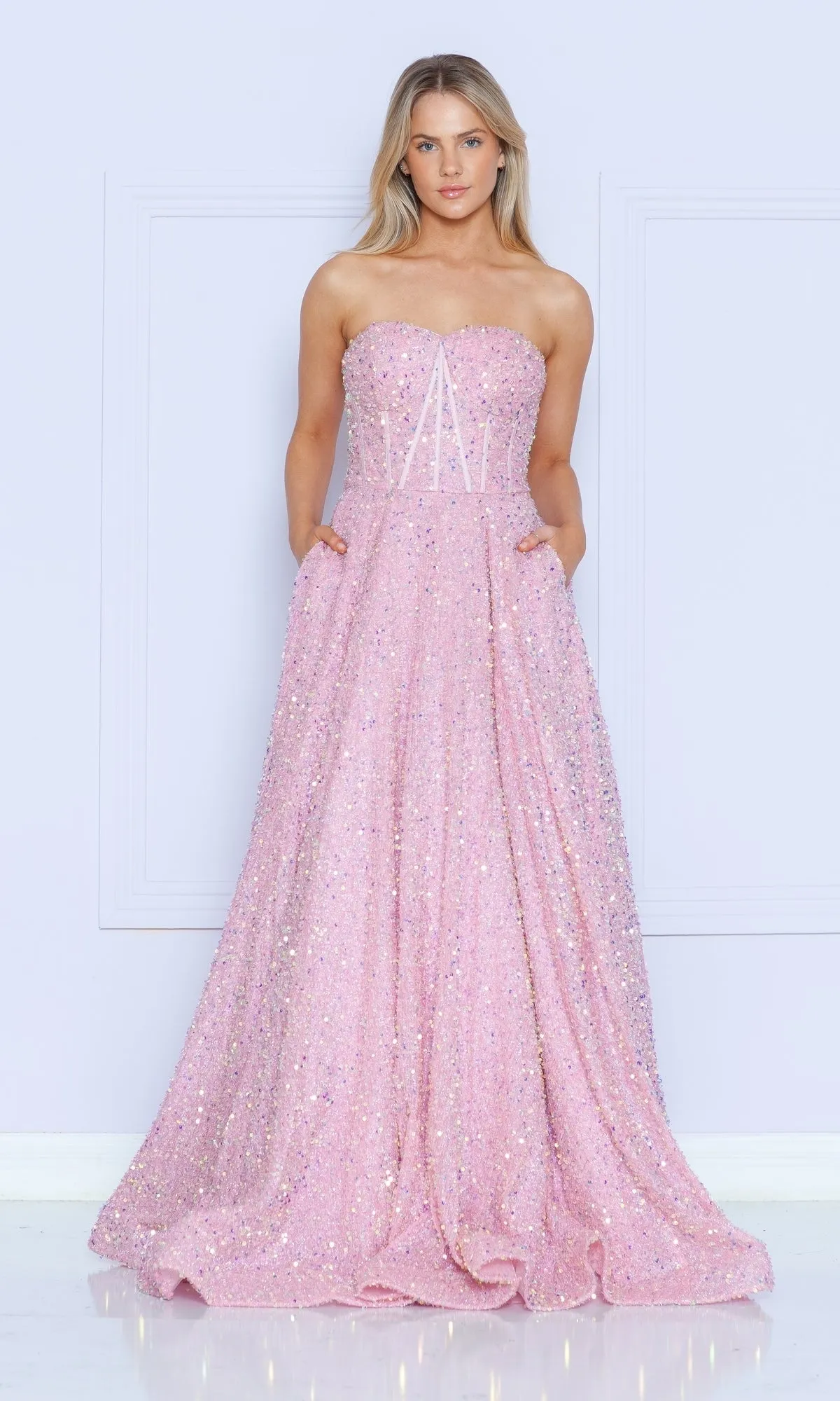 Strapless Sequin Prom Ball Gown: Poly USA 9152 sold by PromGirl product image thumbnail 5
