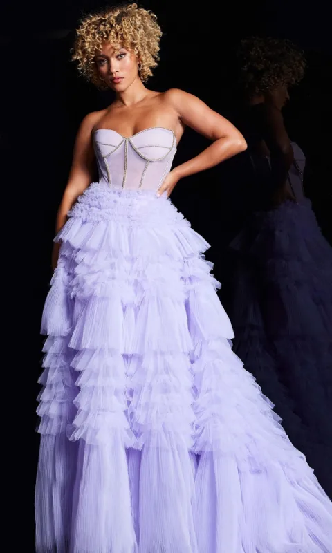 Jovani Strapless Long Ruffled Prom Ball Gown 38539 sold by PromGirl