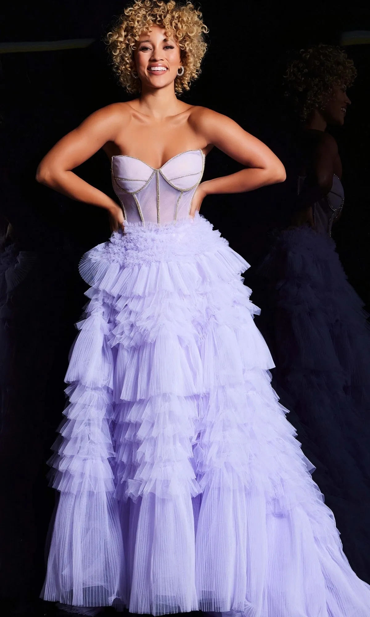 Jovani Strapless Long Ruffled Prom Ball Gown 38539 sold by PromGirl product image thumbnail 3