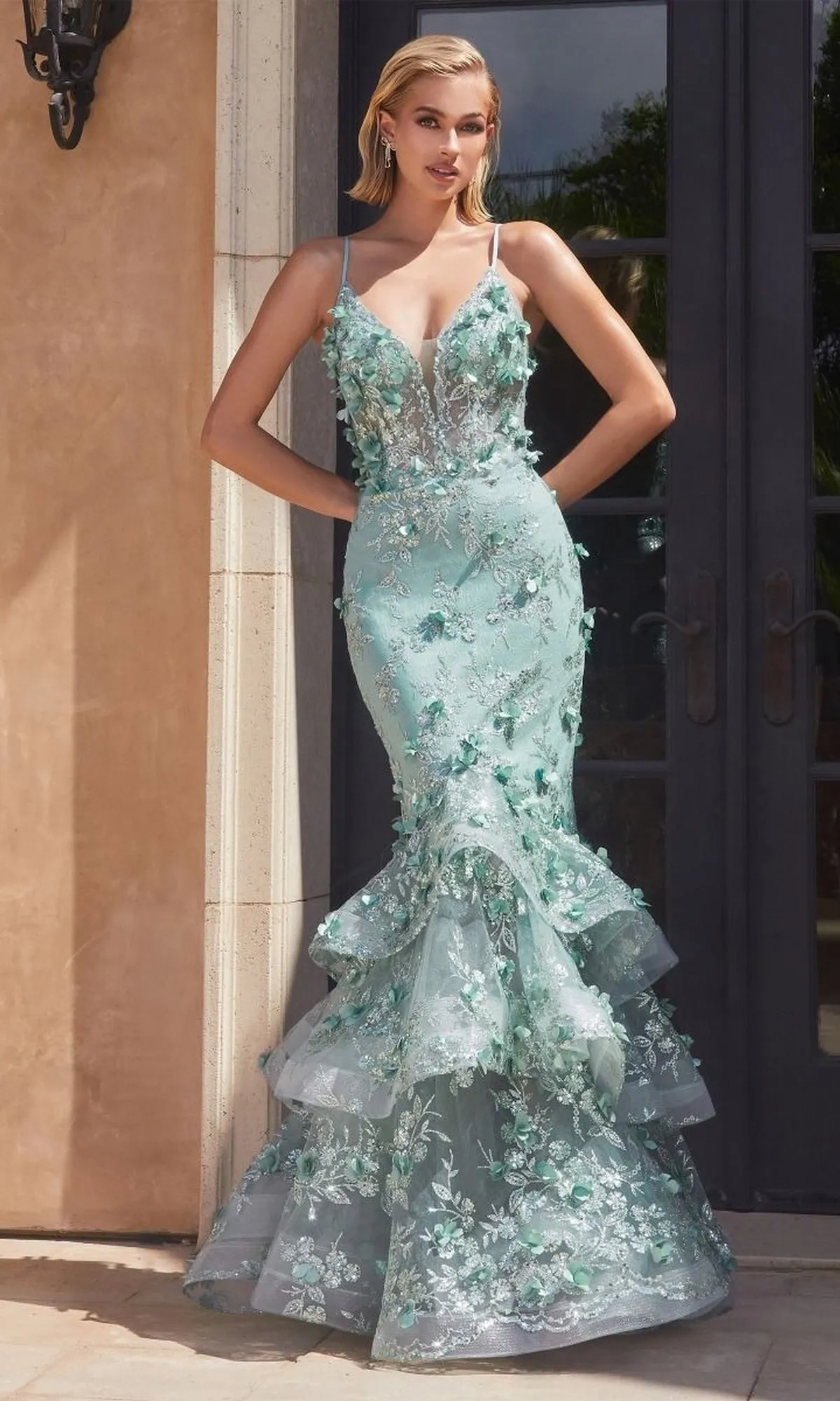 Embroidered Long Tiered Mermaid Prom Dress CC2288 sold by PromGirl product image thumbnail 4