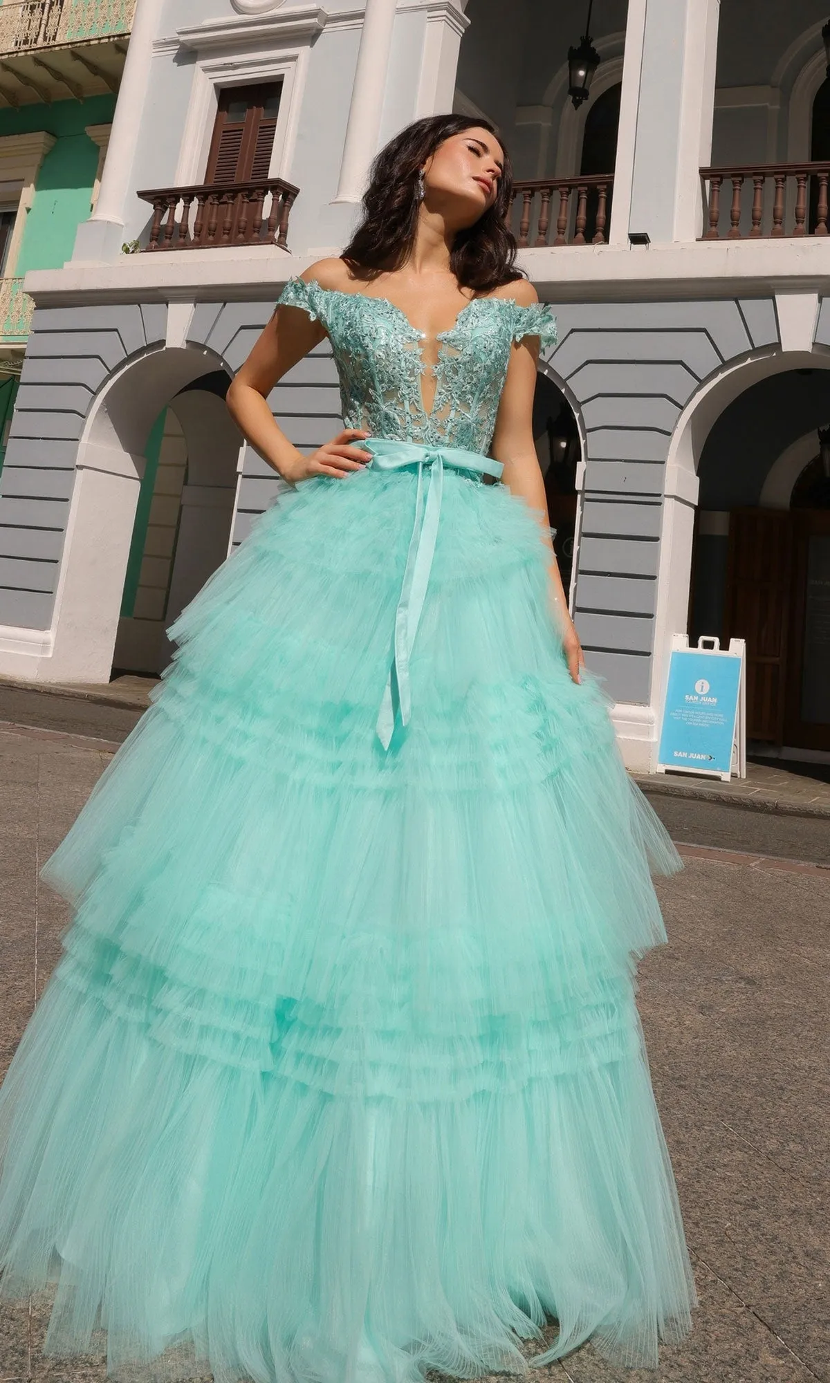 Nox Anabel Designer Ruffled Prom Ball Gown E1293 sold by PromGirl product image thumbnail 4