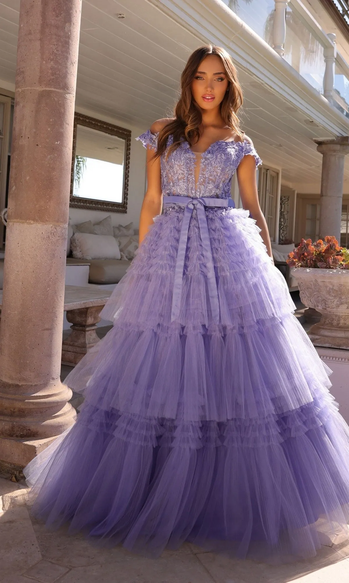 Nox Anabel Designer Ruffled Prom Ball Gown E1293 sold by PromGirl product image thumbnail 5