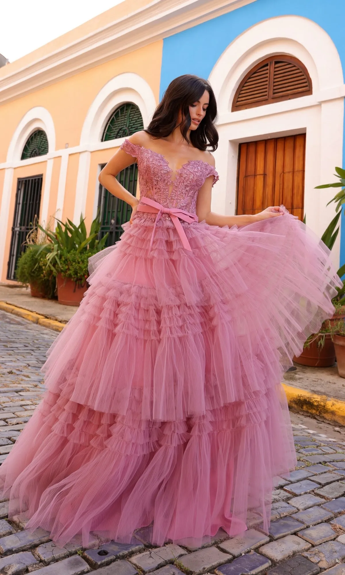 Nox Anabel Designer Ruffled Prom Ball Gown E1293 sold by PromGirl product image thumbnail 3