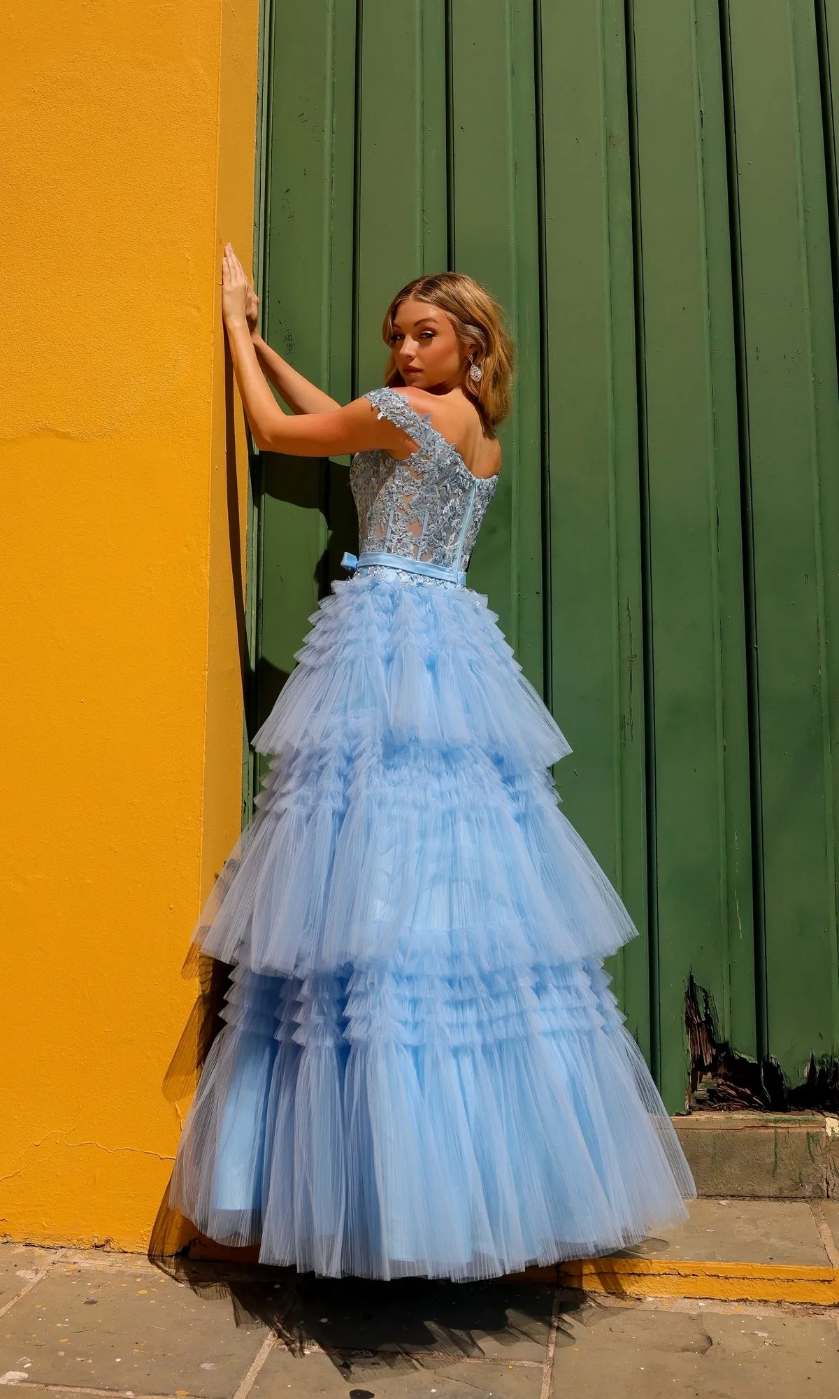 Nox Anabel Designer Ruffled Prom Ball Gown E1293 sold by PromGirl product image thumbnail 2