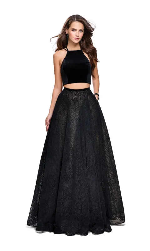 La Femme 25592 Long Black Prom Dress sold by PromGirl
