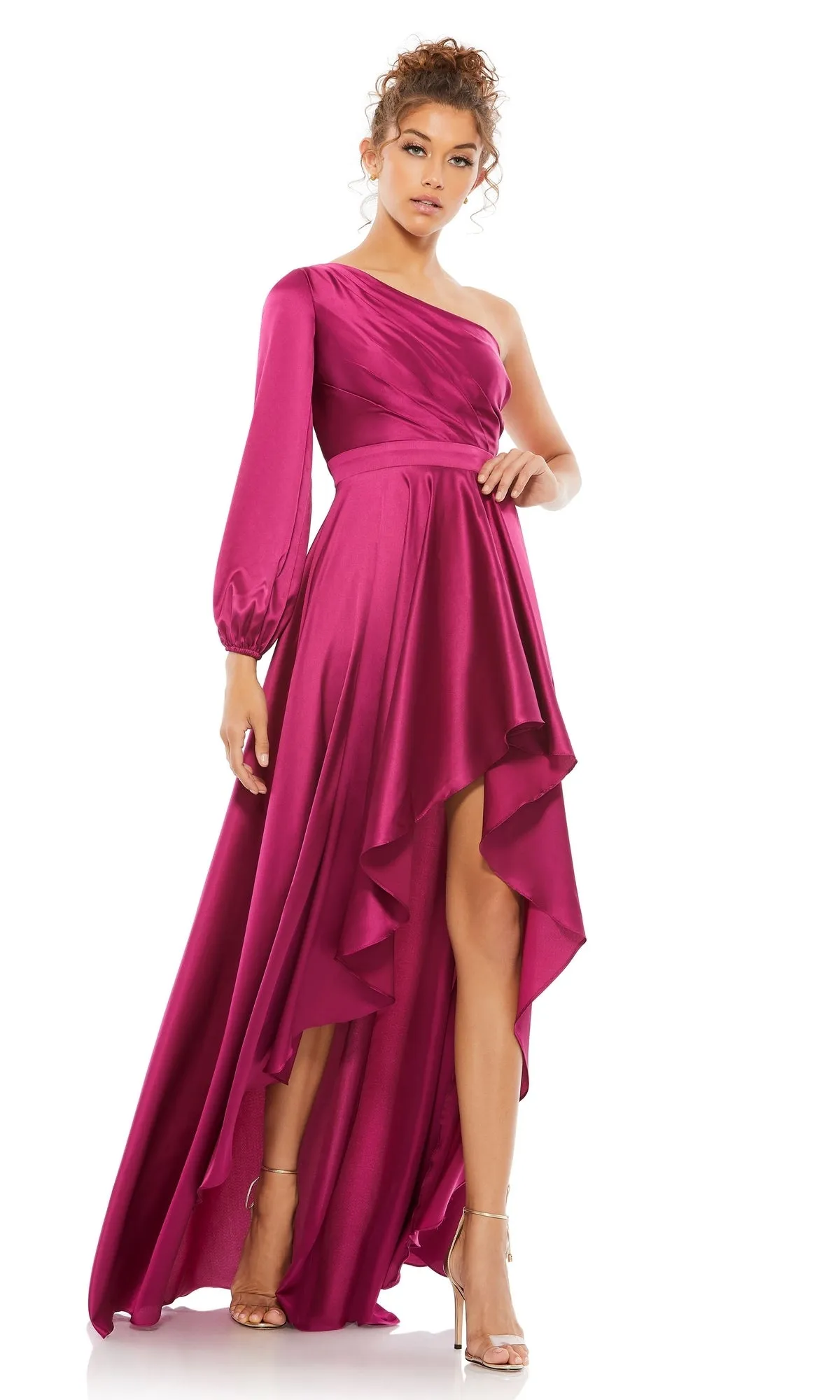 One-Sleeve High-Low Prom Dress: Mac Duggal 49141 sold by PromGirl product image thumbnail 3