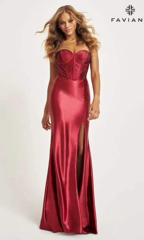 Corset-Bodice Faviana Strapless Prom Gown 11006 sold by PromGirl