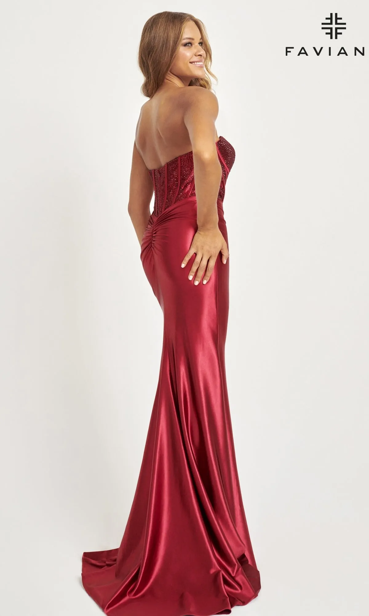 Corset-Bodice Faviana Strapless Prom Gown 11006 sold by PromGirl product image thumbnail 2