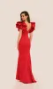 Ruffle-Shoulder Prom Dress: Dave & Johnny 11314 sold by PromGirl