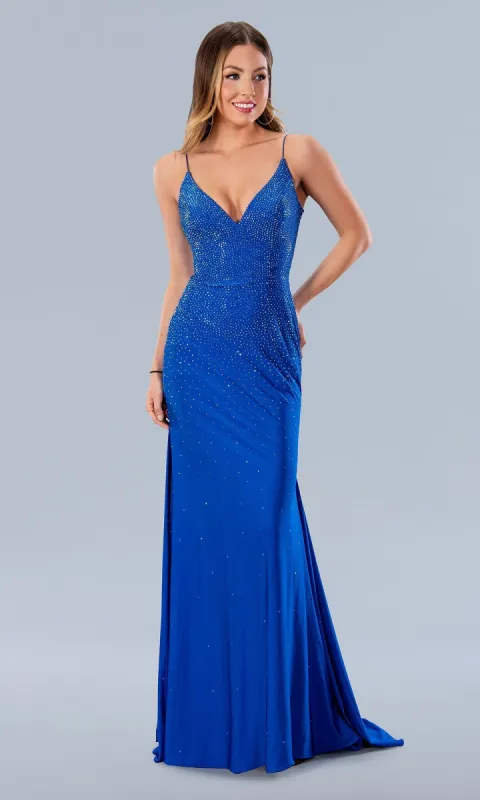 Laced Long Beaded Prom Dress: Stella Couture 24148 sold by PromGirl