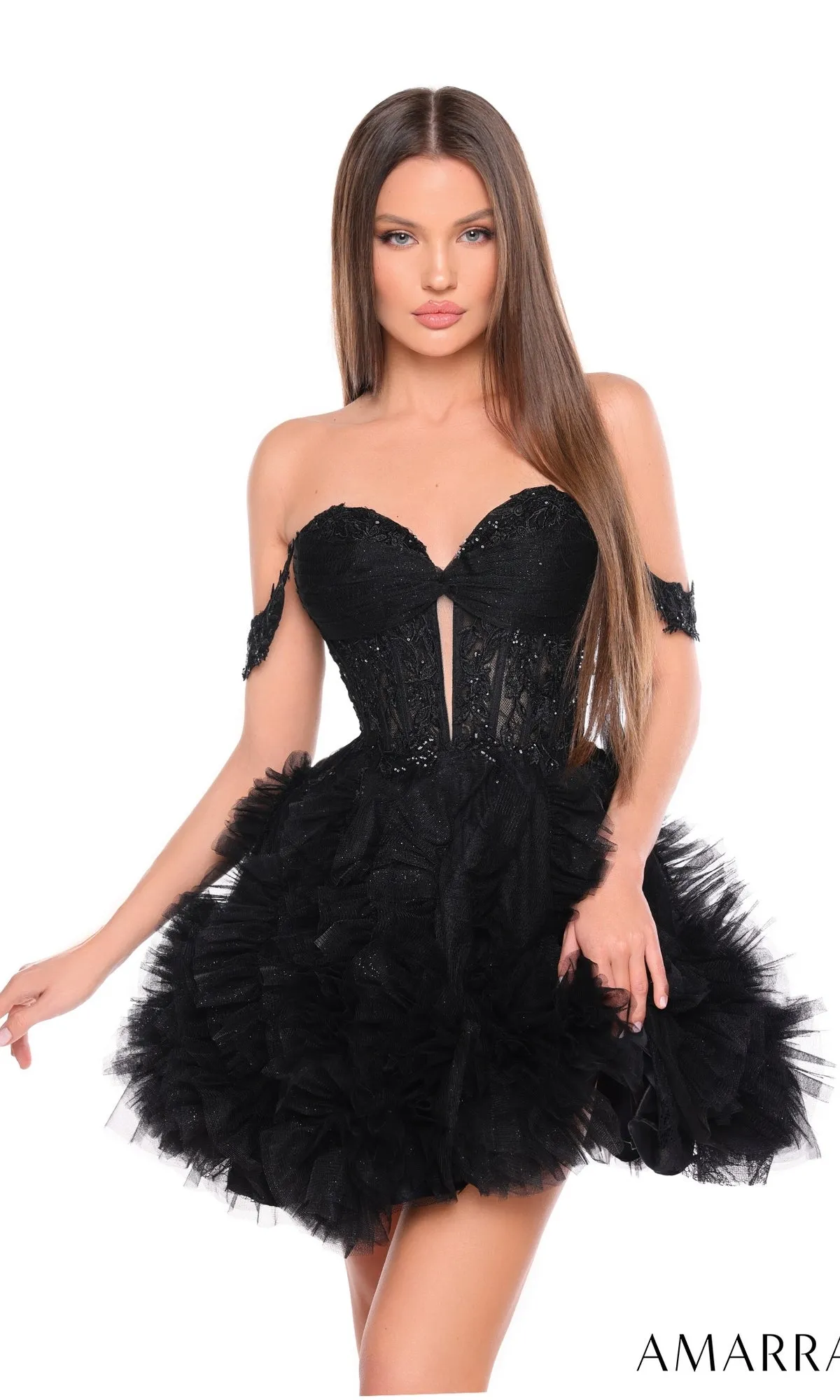 Short Homecoming Dress 88064 by Amarra sold by PromGirl