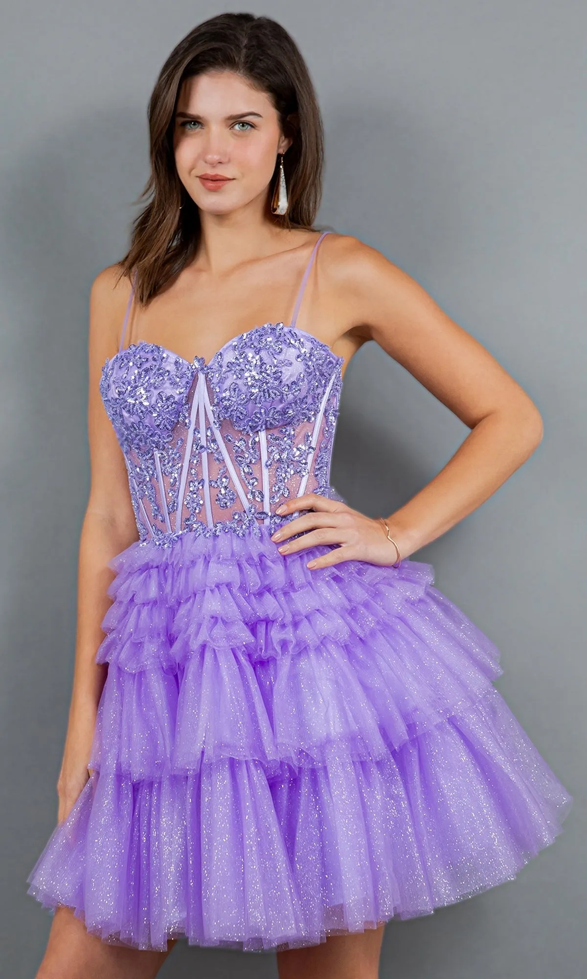 Short Sweetheart Ruffled Homecoming Dress 5133J sold by PromGirl