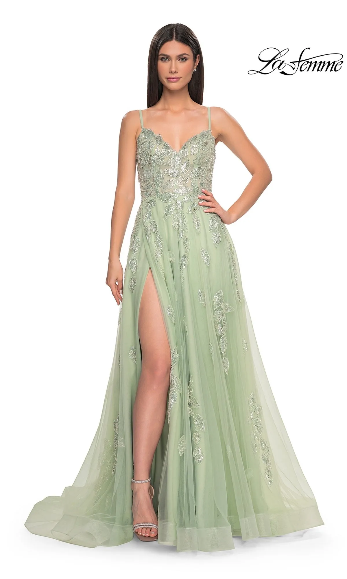 La Femme Sequin-Embroidered Long Prom Dress 32090 sold by PromGirl product image thumbnail 4